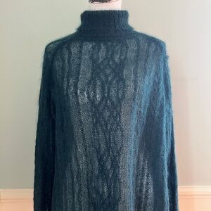 Farmers Market Iceland Long Wool Sweater, Large, Mohair/Silk, Blue/Green